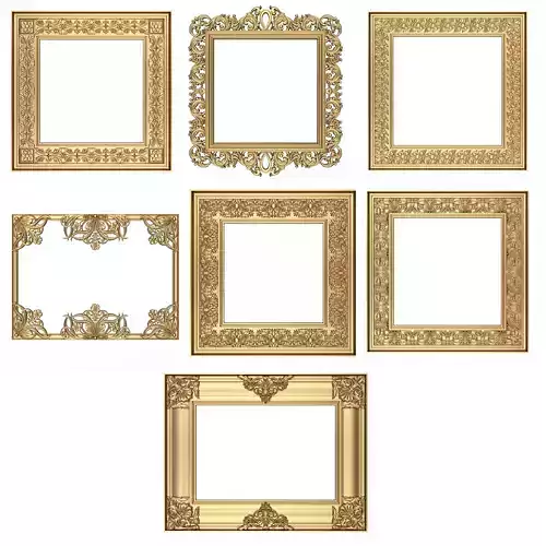 Classic Frame and Mirror Collection 05 Low-poly 3D model