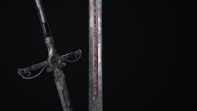 Fantazy Long Sword Medieval Melee Weapon Low-poly 3D model