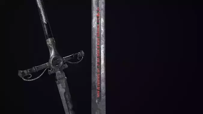 Fantazy Long Sword Medieval Melee Weapon Low-poly 3D model