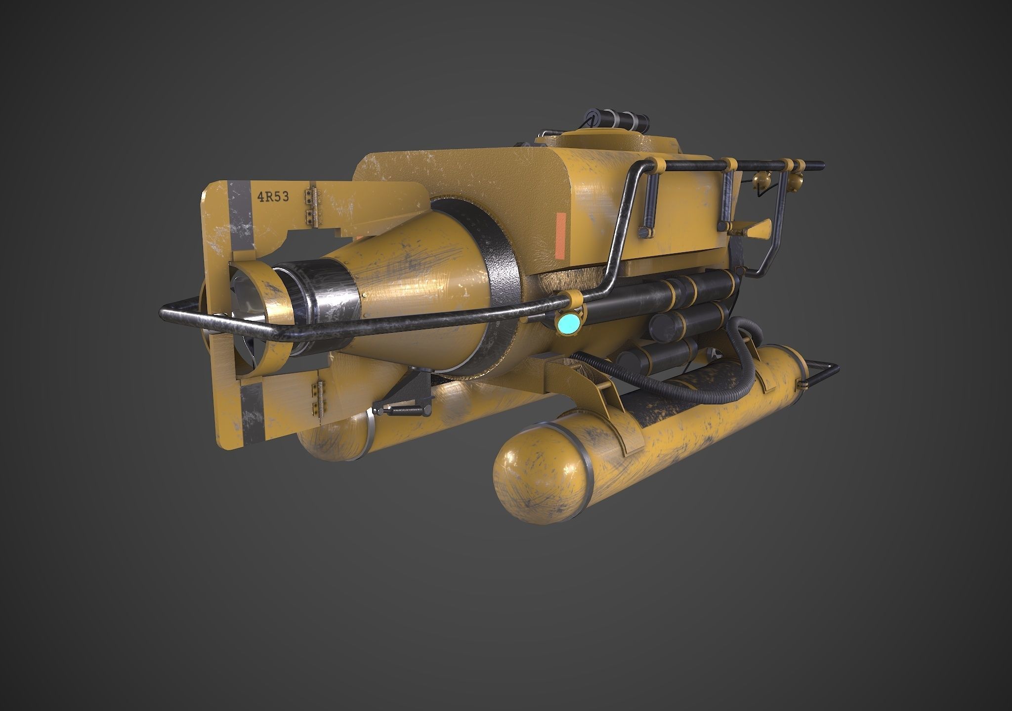 Submarine Low-poly 3D model_2