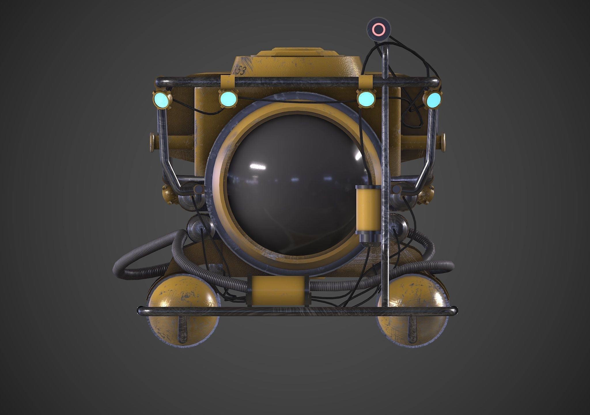 Submarine Low-poly 3D model_3