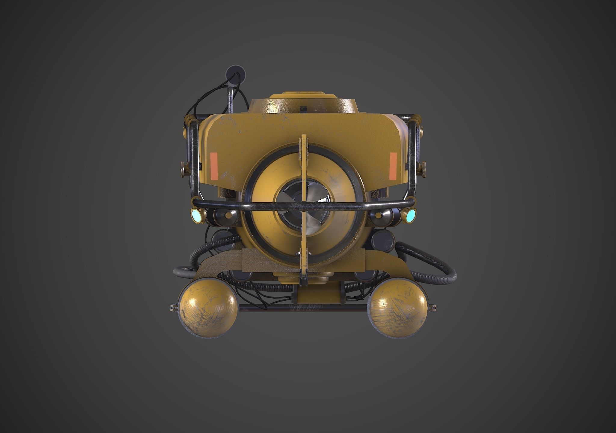 Submarine Low-poly 3D model_6