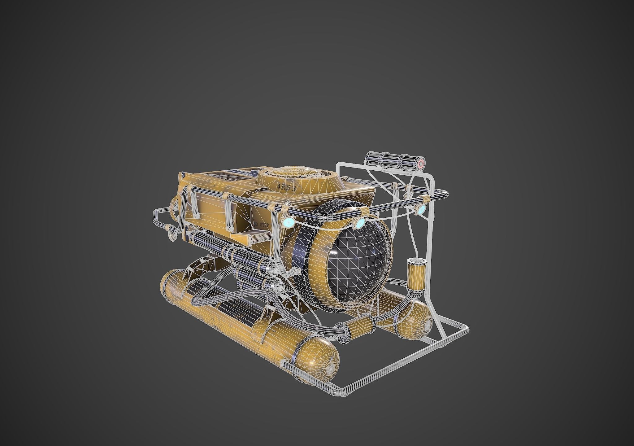 Submarine Low-poly 3D model_1