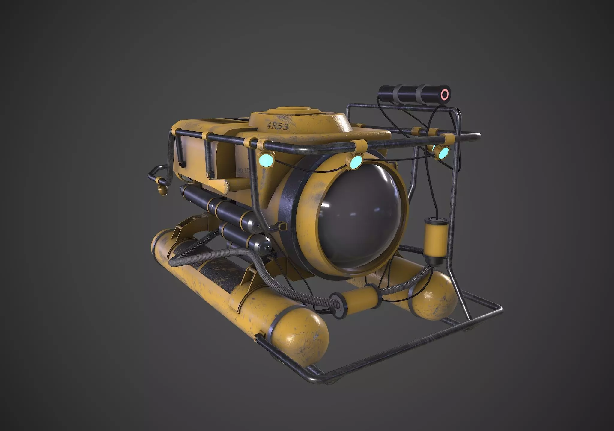 Submarine Low-poly 3D model_0