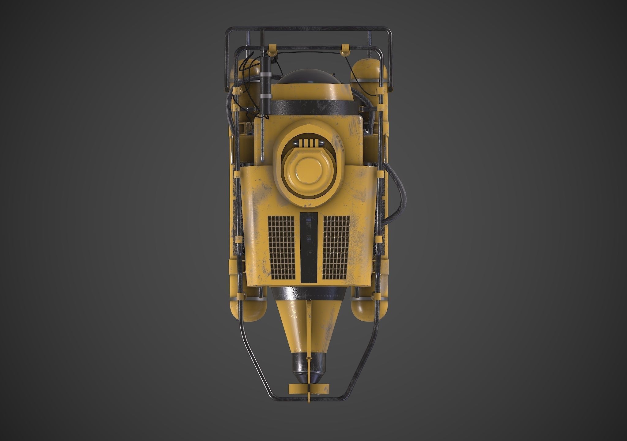 Submarine Low-poly 3D model_7