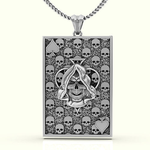 Pikes Spades playing card skull 3d pendant  jewelry 3D print model
