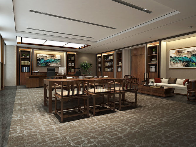 Chinese Chairmans style New Office 3D model | CGTrader