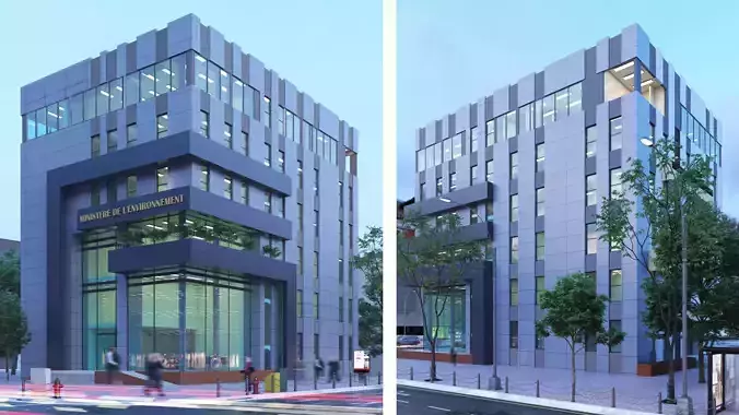 Commercial building 3D exterior Scene