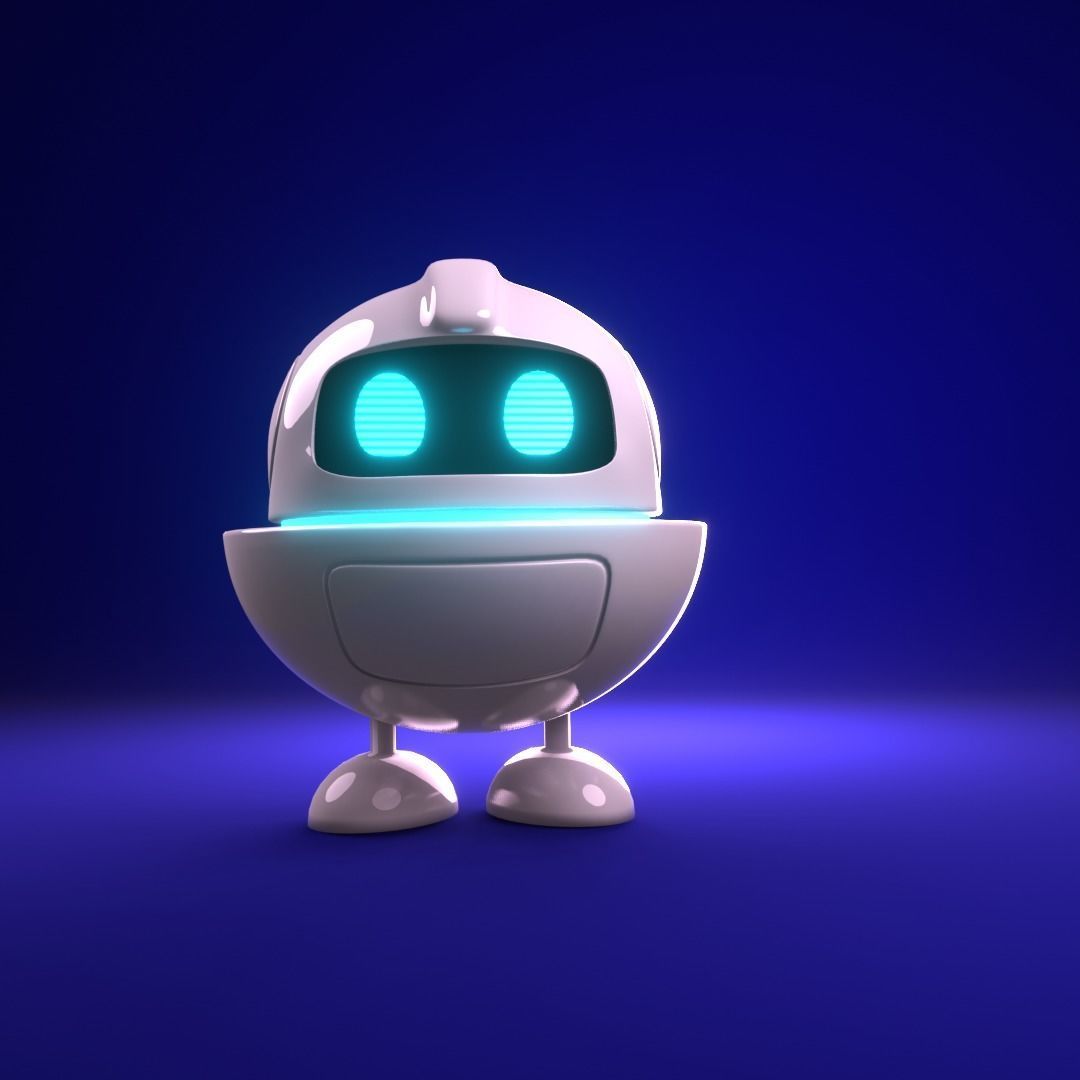 Cute robot animated 3D model_1
