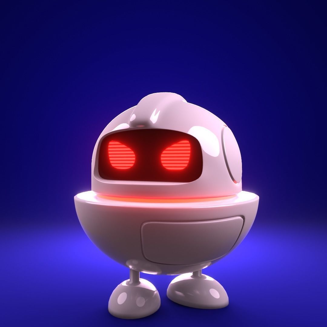 Cute robot animated 3D model_3