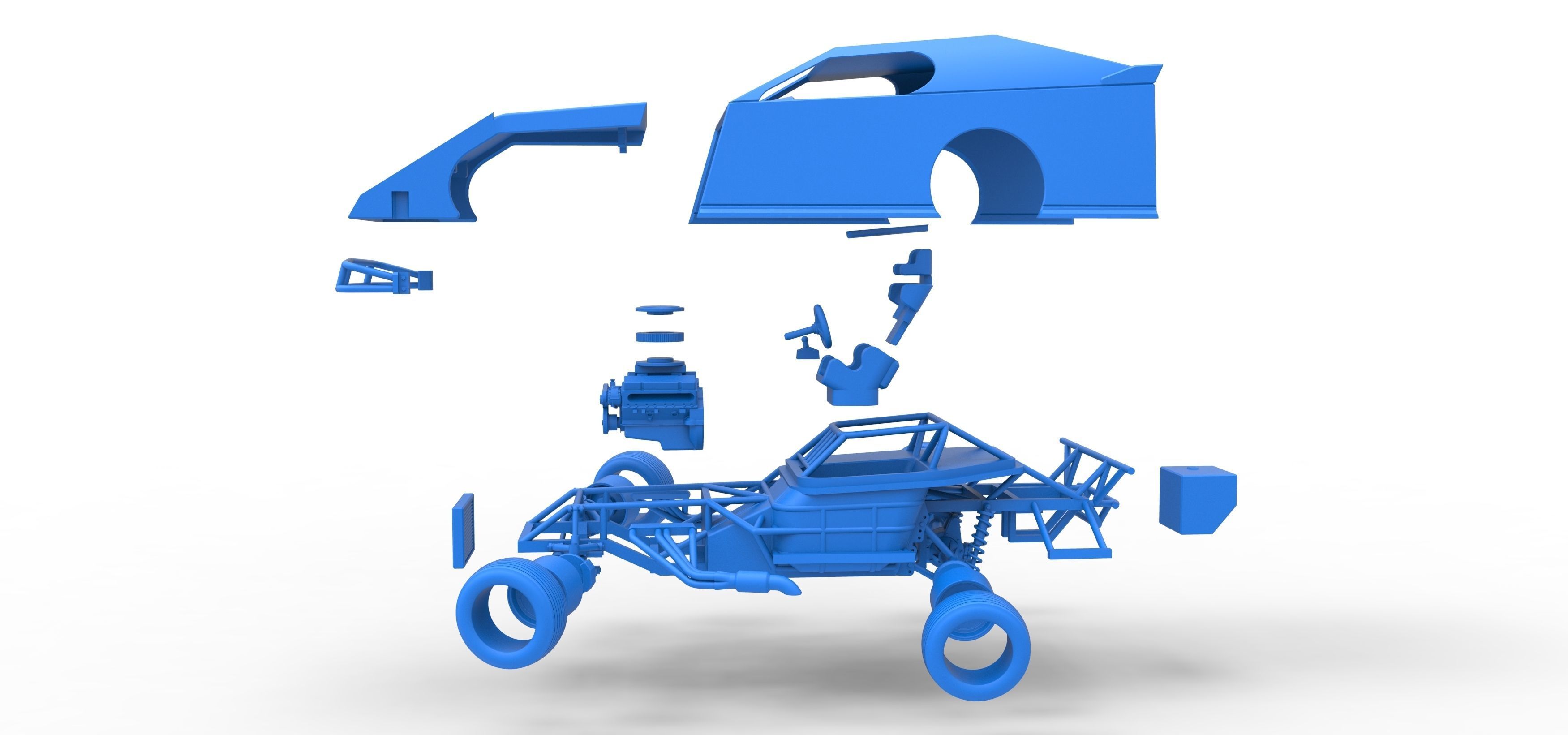 Dirt Modified stock car while turning Scale 1 to 25 3D print model_57