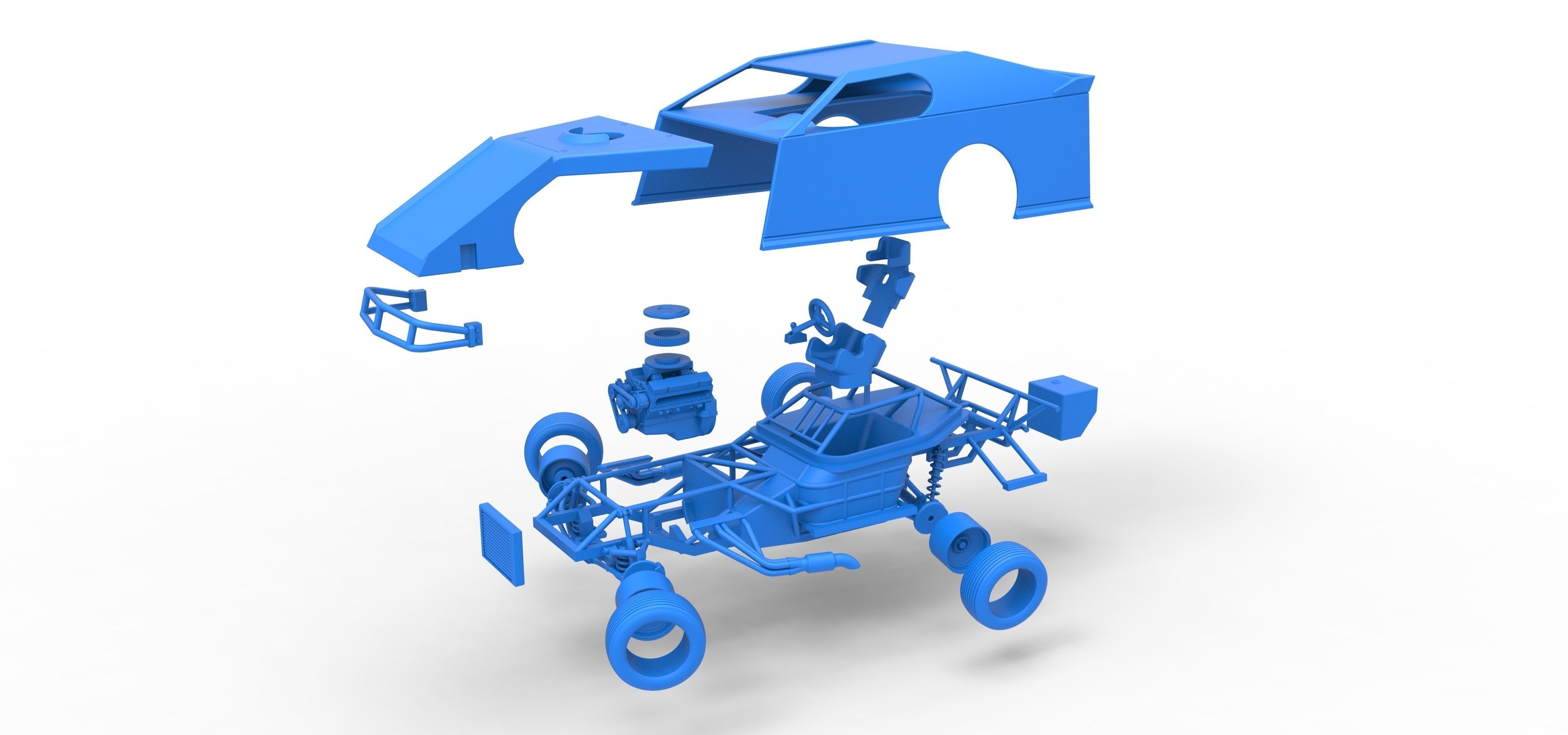 Dirt Modified stock car while turning Scale 1 to 25 3D print model_53