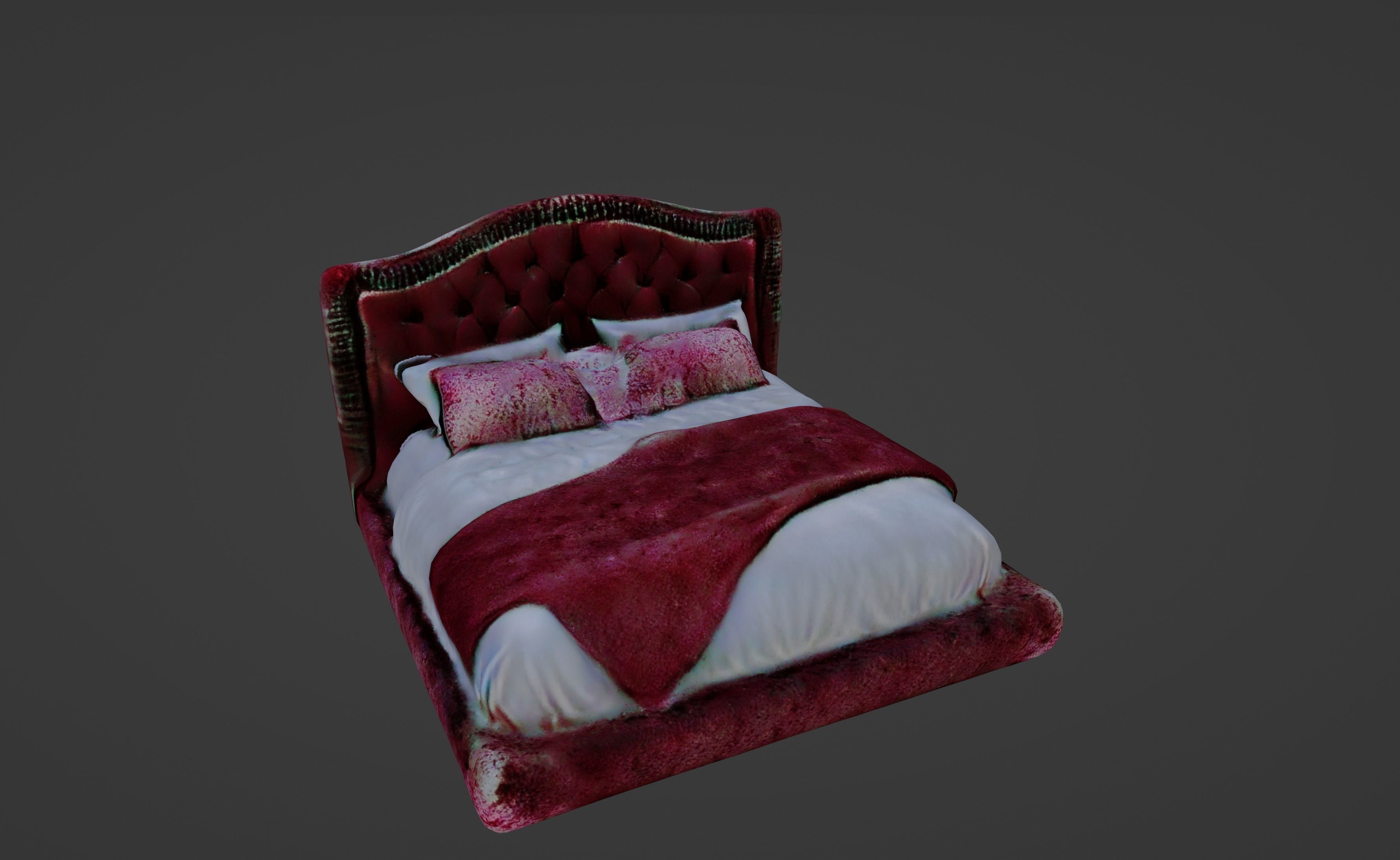 Velvet Grandeur A Luxurious Red Bedroom Set 3D model_6