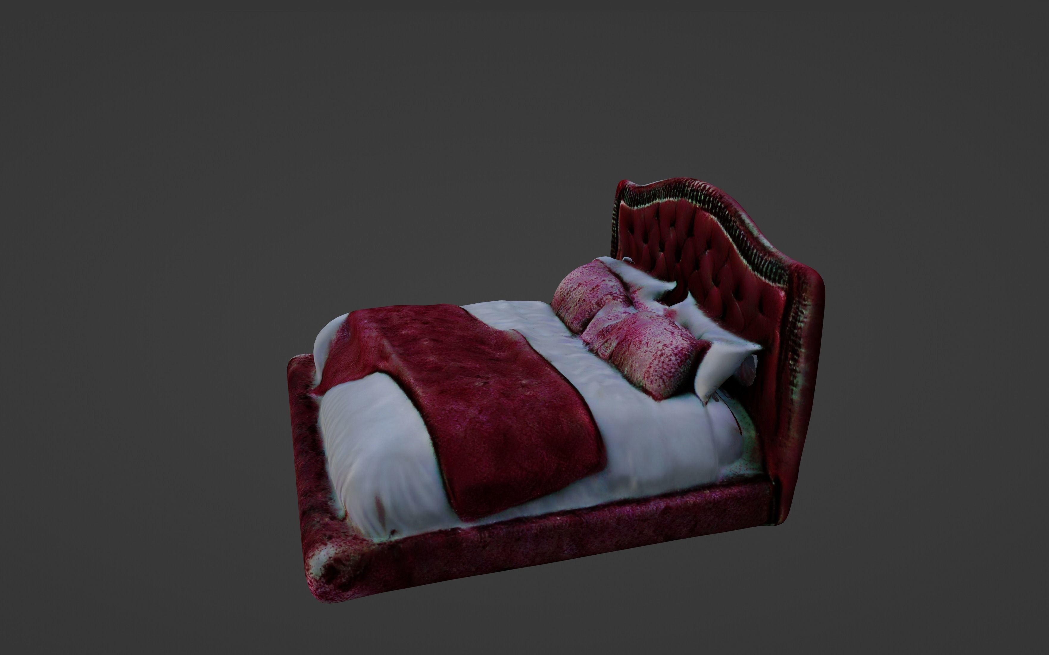 Velvet Grandeur A Luxurious Red Bedroom Set 3D model_7