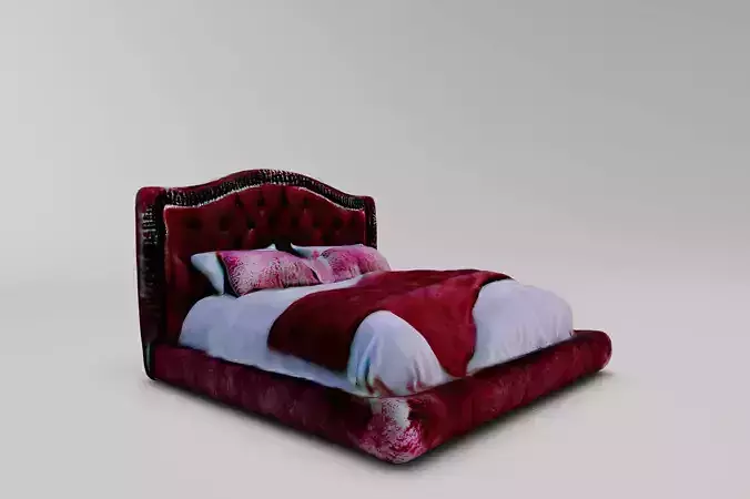 Velvet Grandeur A Luxurious Red Bedroom Set 3D model