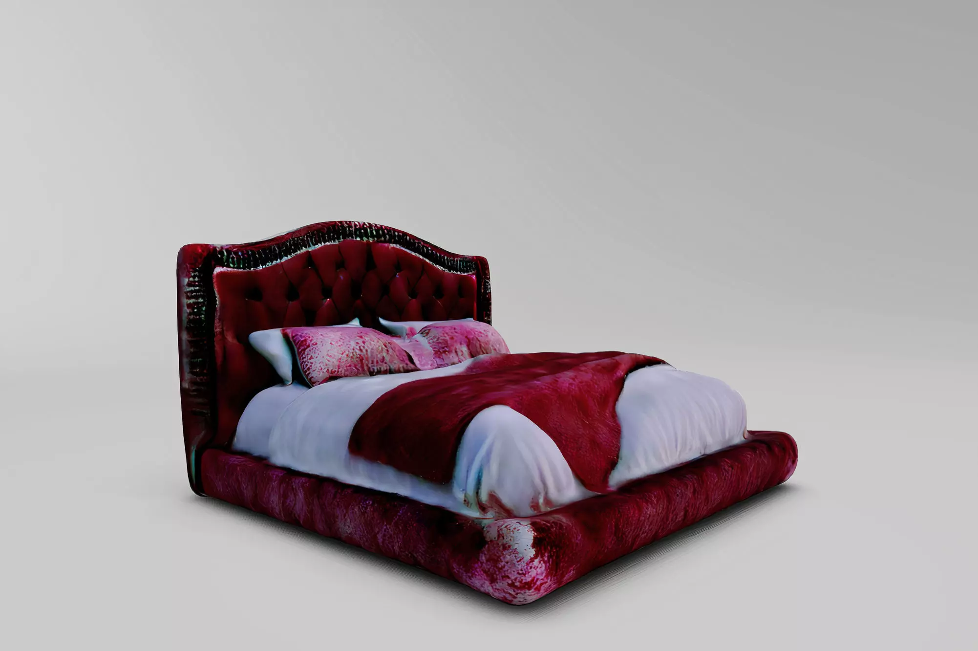 Velvet Grandeur A Luxurious Red Bedroom Set 3D model_0