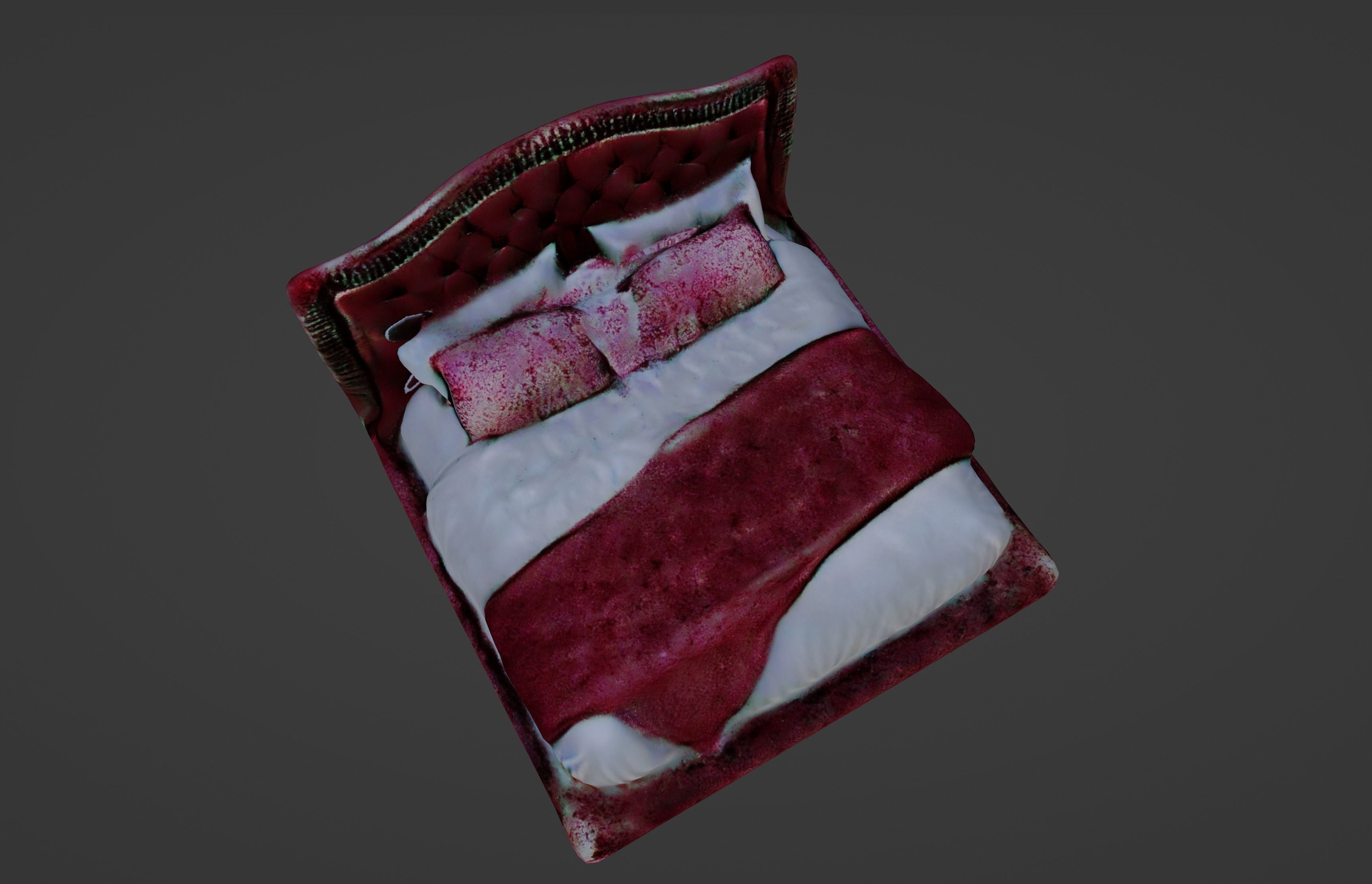 Velvet Grandeur A Luxurious Red Bedroom Set 3D model_9
