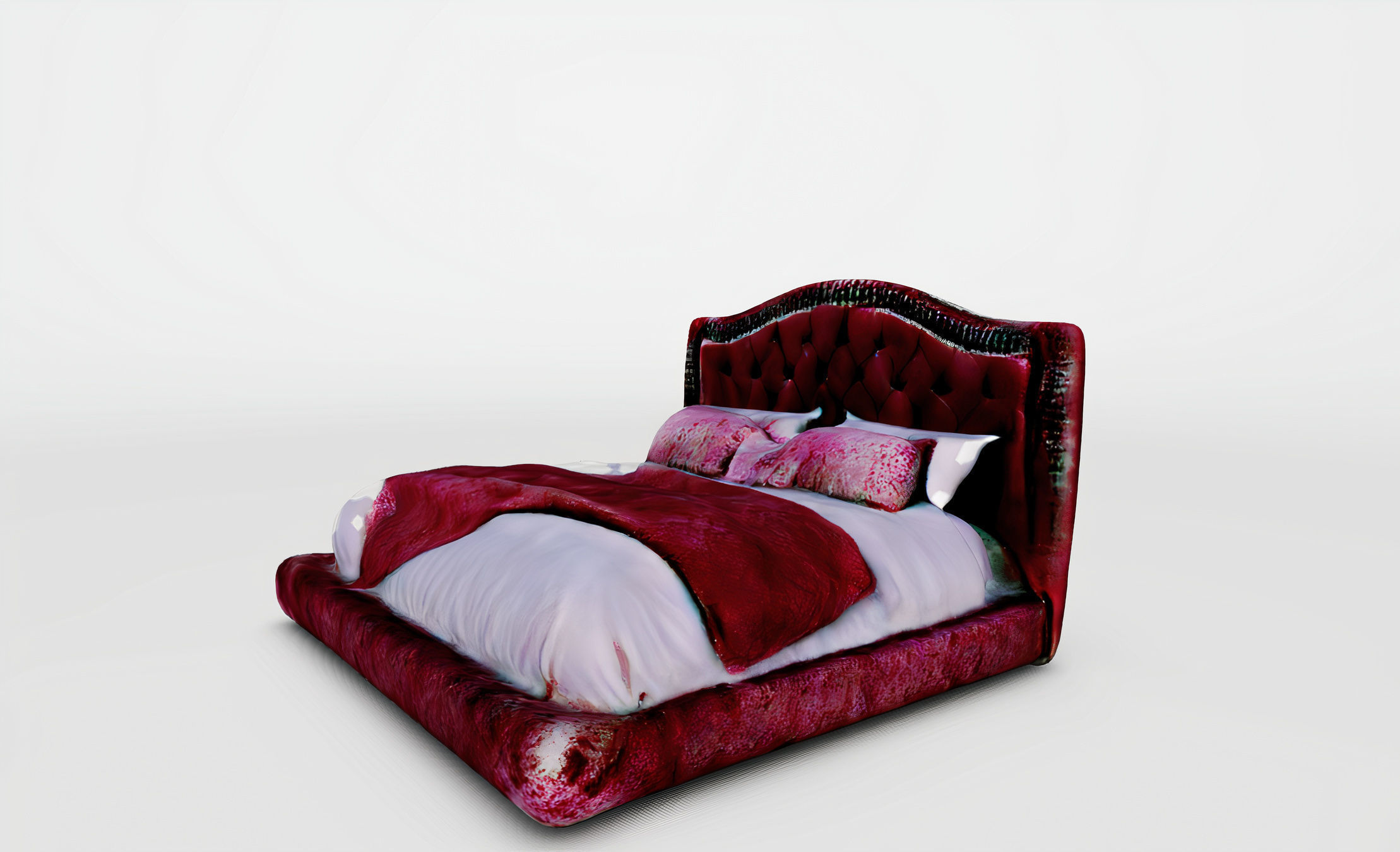 Velvet Grandeur A Luxurious Red Bedroom Set 3D model_2