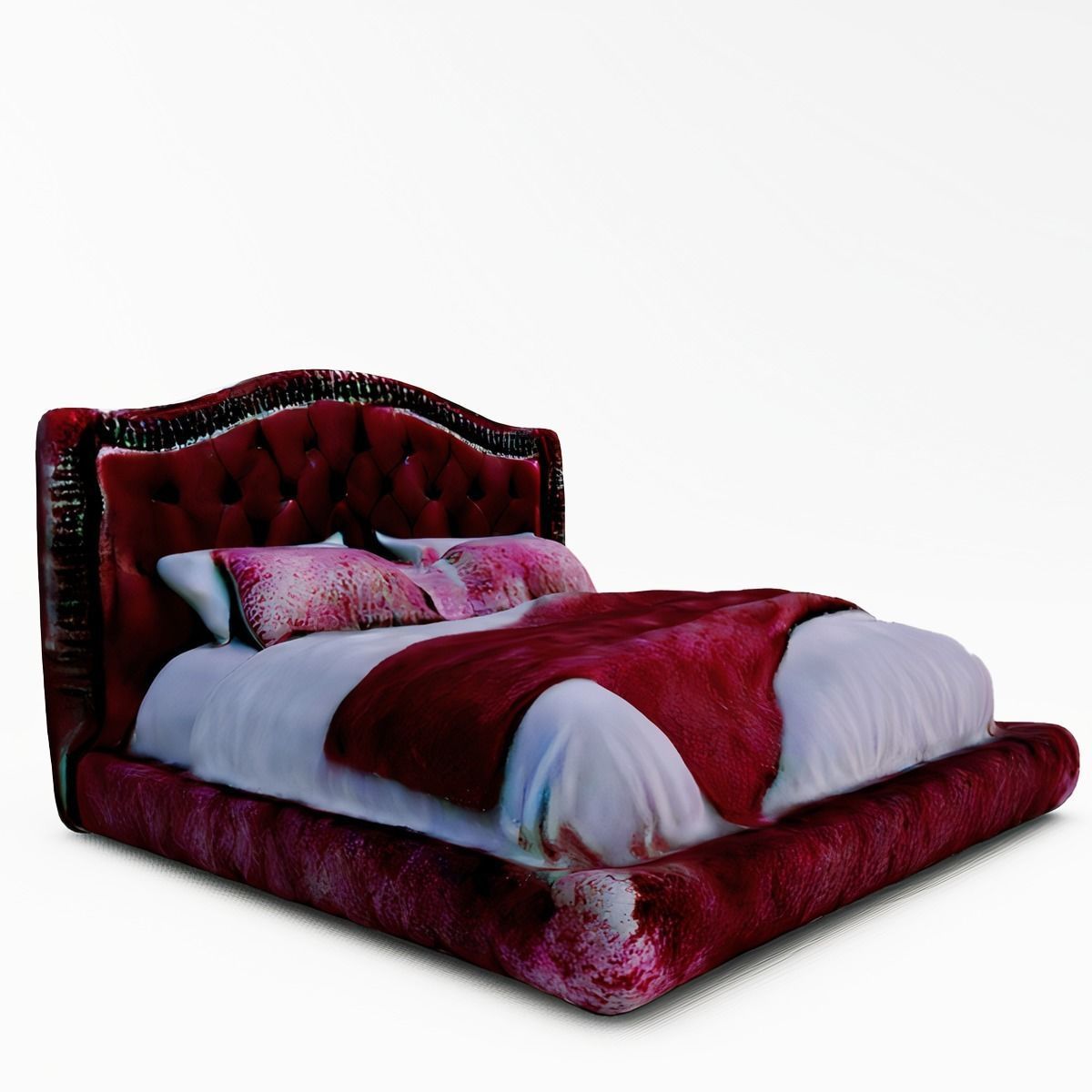 Velvet Grandeur A Luxurious Red Bedroom Set 3D model_14