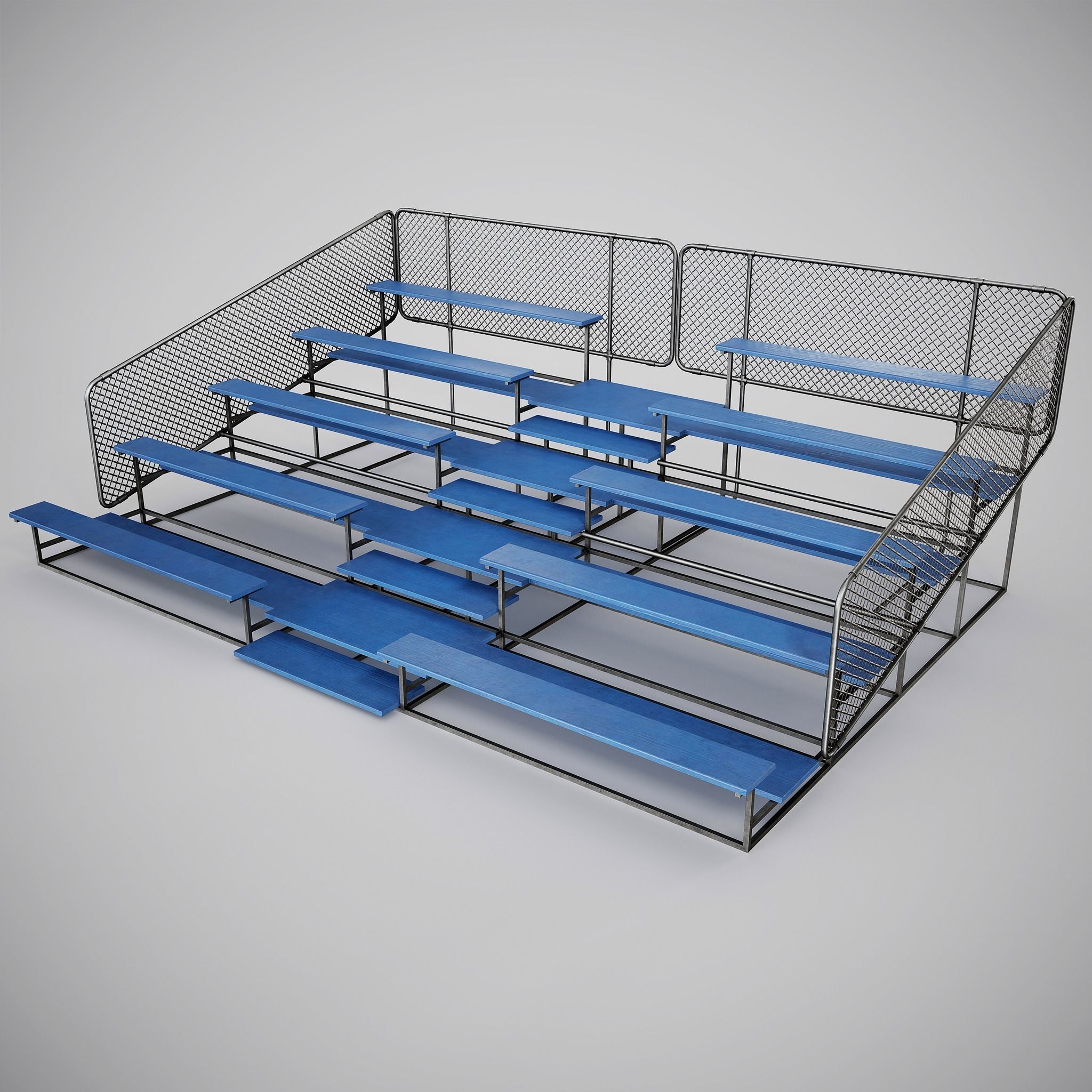 Painted Metal School Bleachers Low-poly 3D model_2