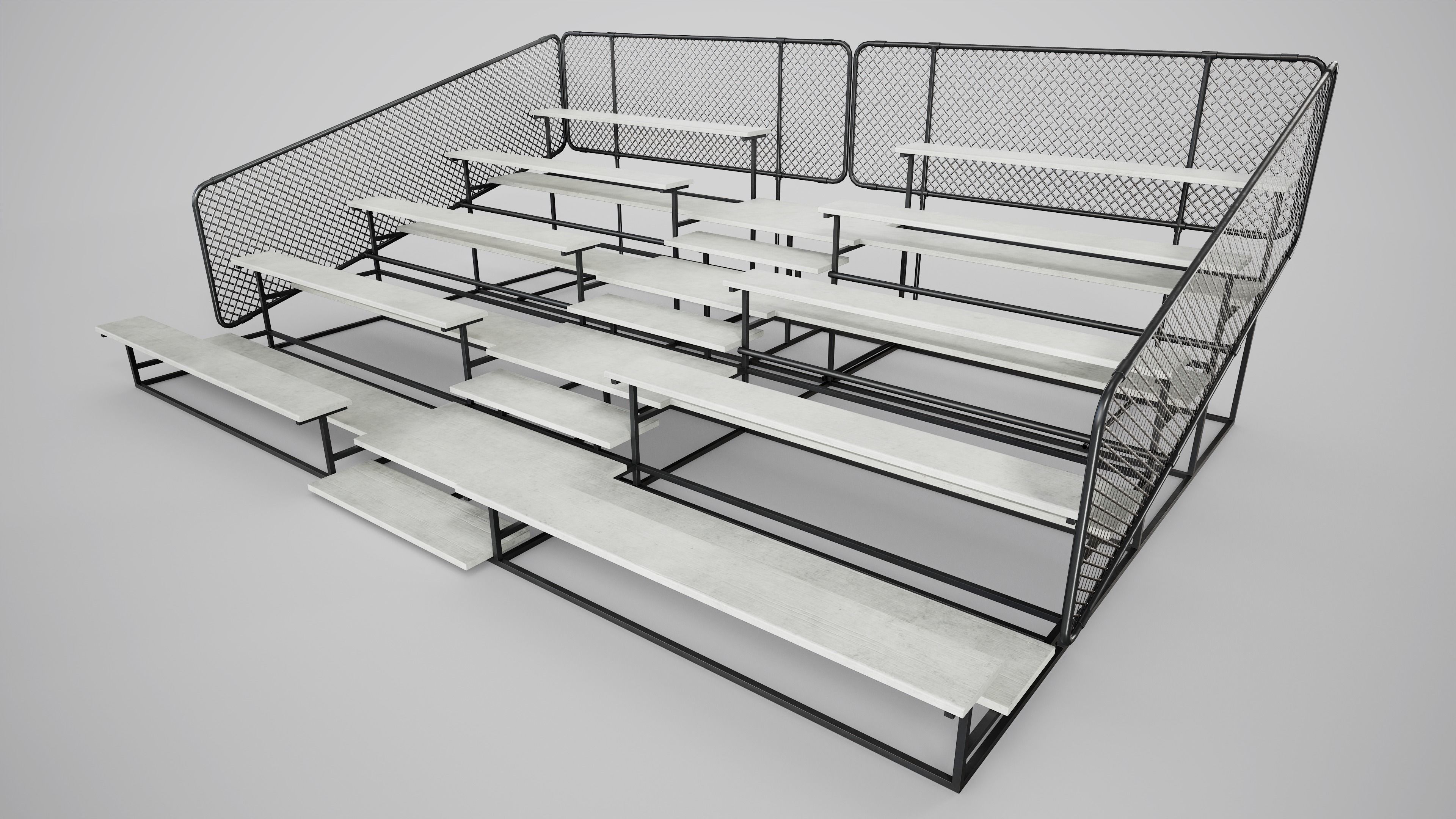 Painted Metal School Bleachers Low-poly 3D model_12