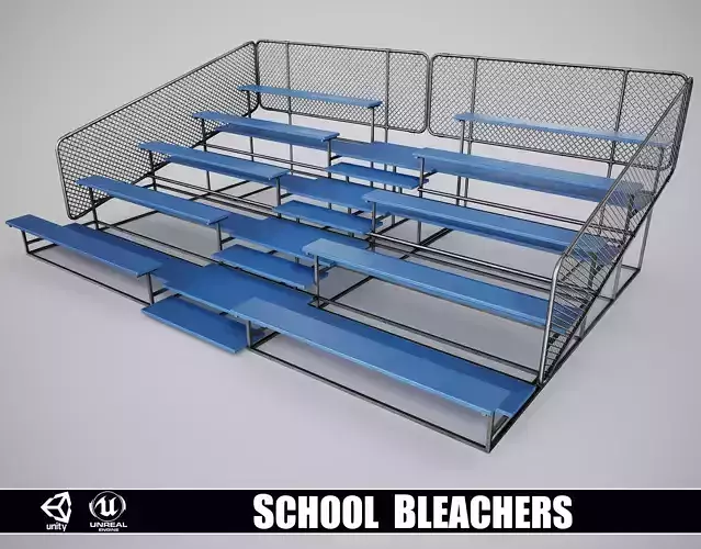 Painted Metal School Bleachers Low-poly 3D model