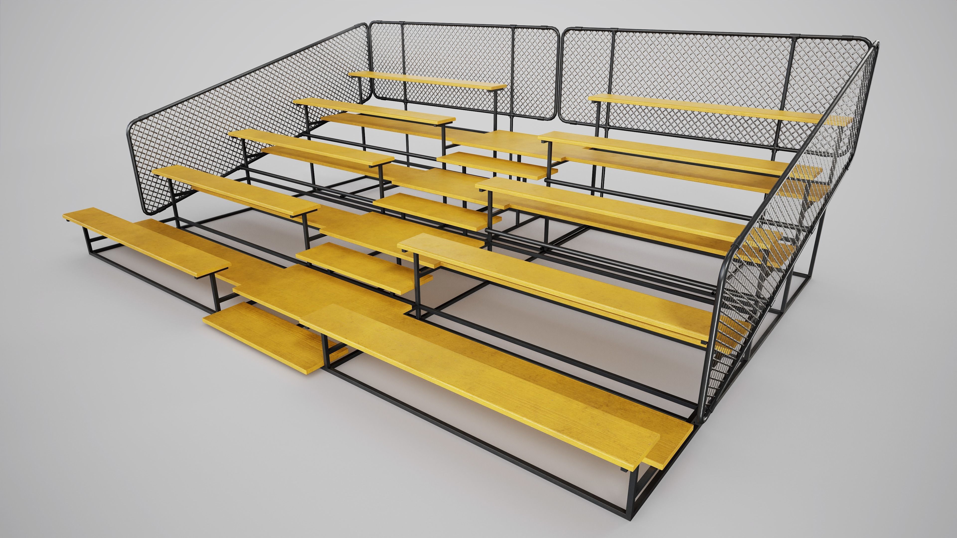 Painted Metal School Bleachers Low-poly 3D model_10