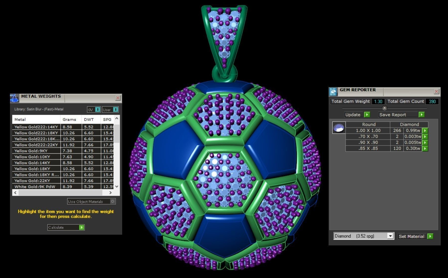 Football Hip Hop Diamonds Pendant                    3D print model_2