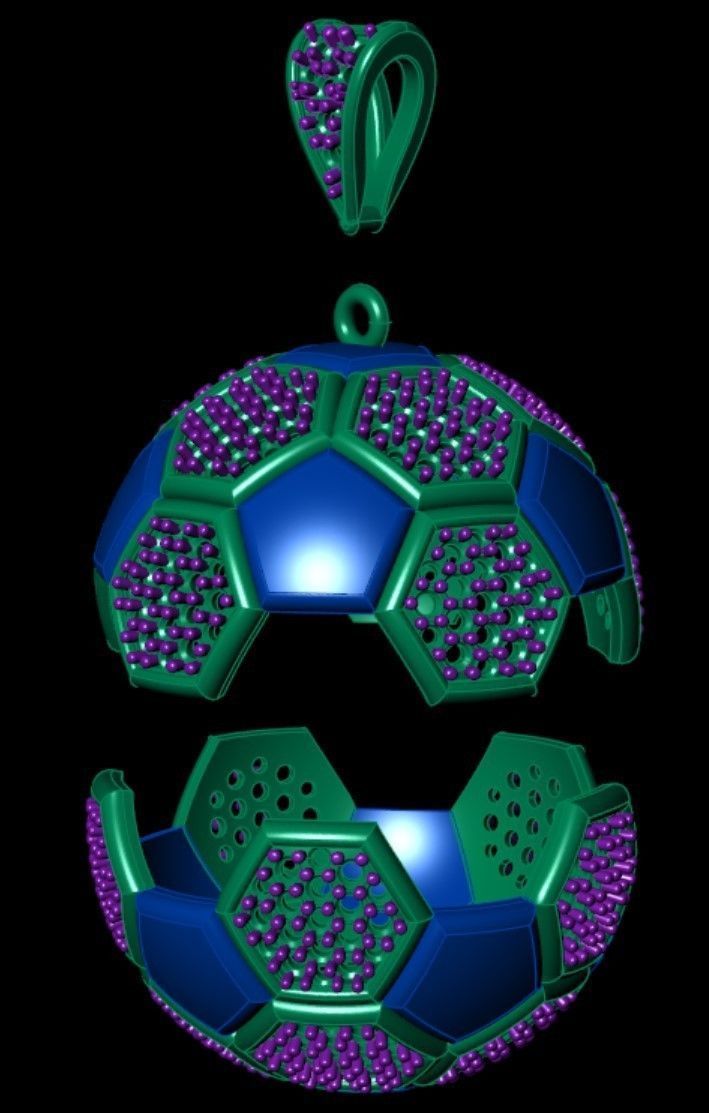 Football Hip Hop Diamonds Pendant                    3D print model_8