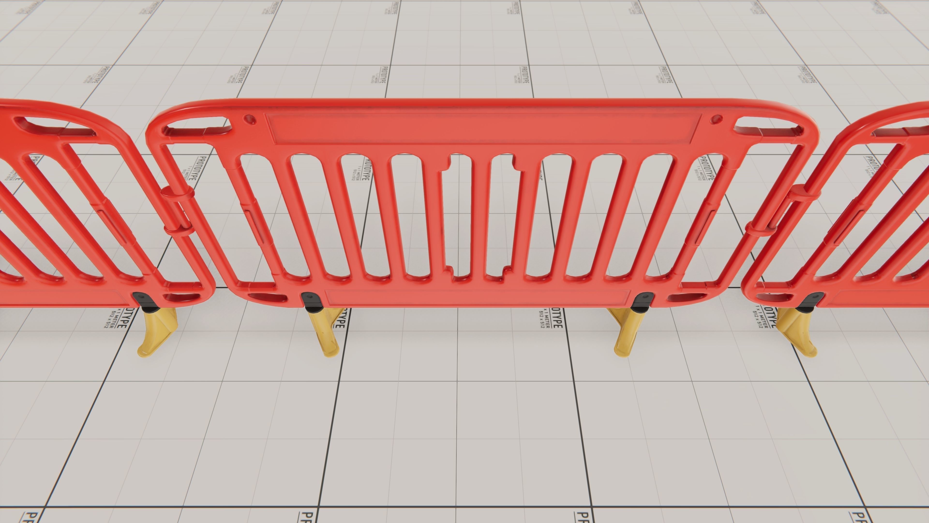 Pedestrian Barrier Low-poly 3D model_2
