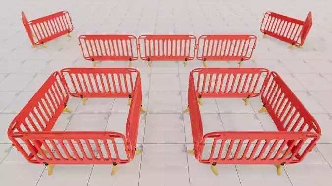 Pedestrian Barrier Low-poly 3D model