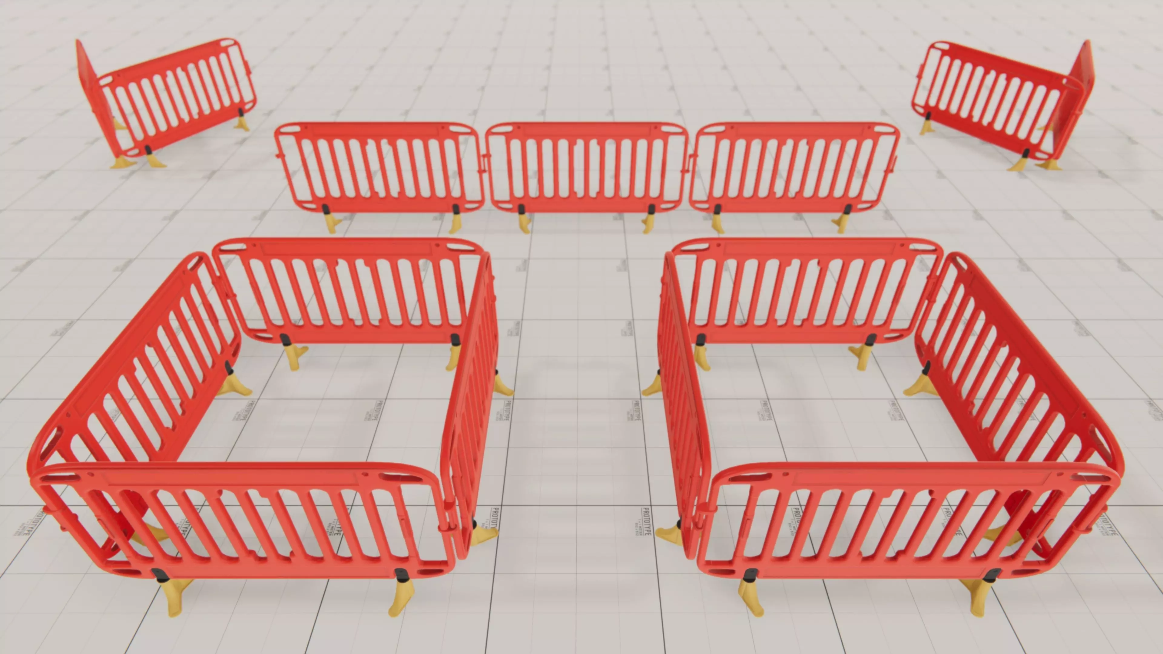 Pedestrian Barrier Low-poly 3D model_0