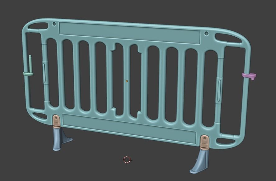Pedestrian Barrier Low-poly 3D model_5