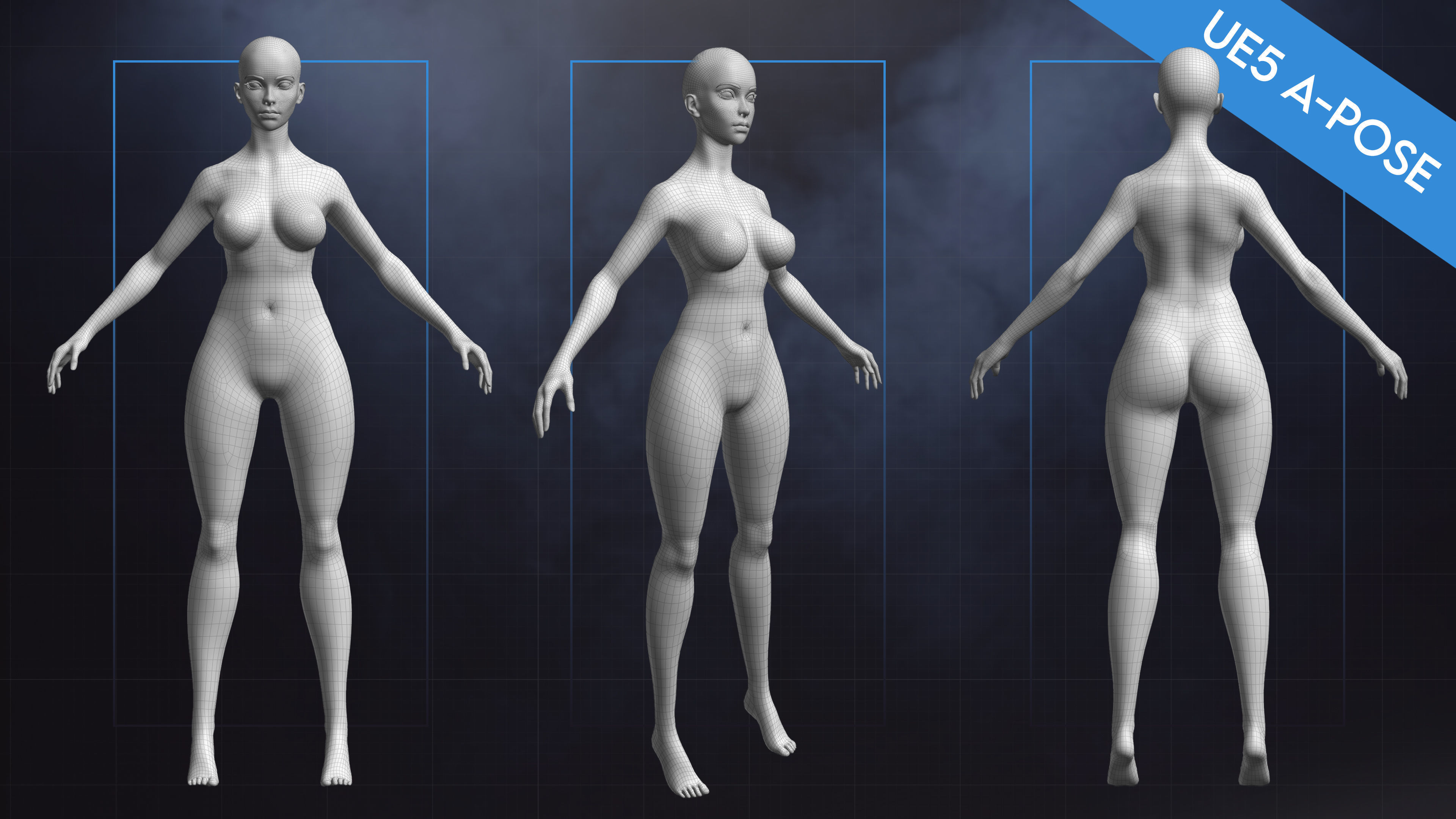 Female Base Mesh Volume 2 - Beatrice Low-poly 3D model_1