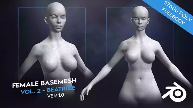 Female Base Mesh Volume 2 - Beatrice Low-poly 3D model