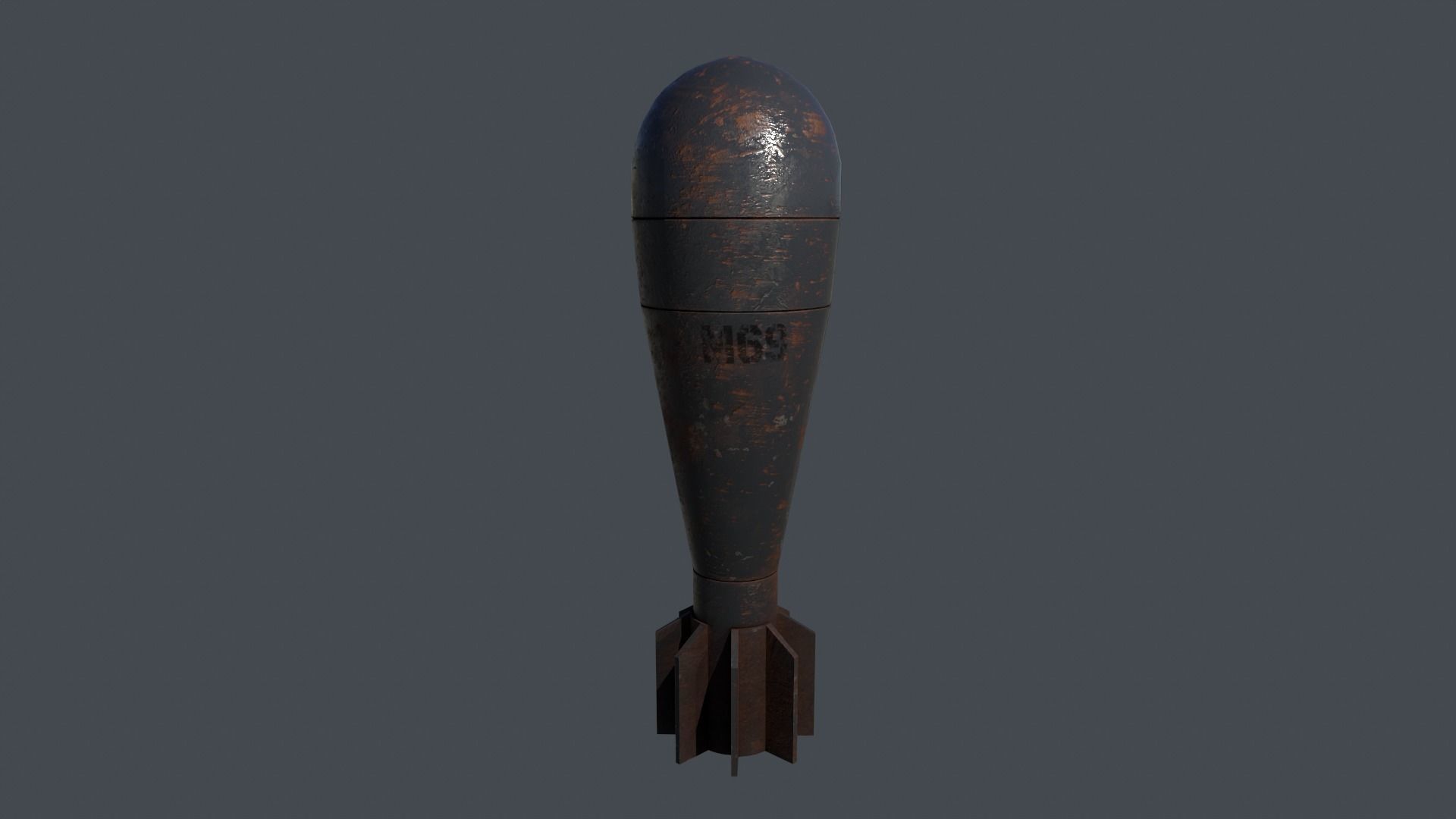 Mortar Projectile 60mm M69 3D model_7