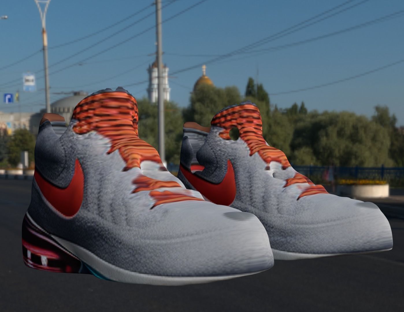 Grey with red laces runners Free 3D model_3