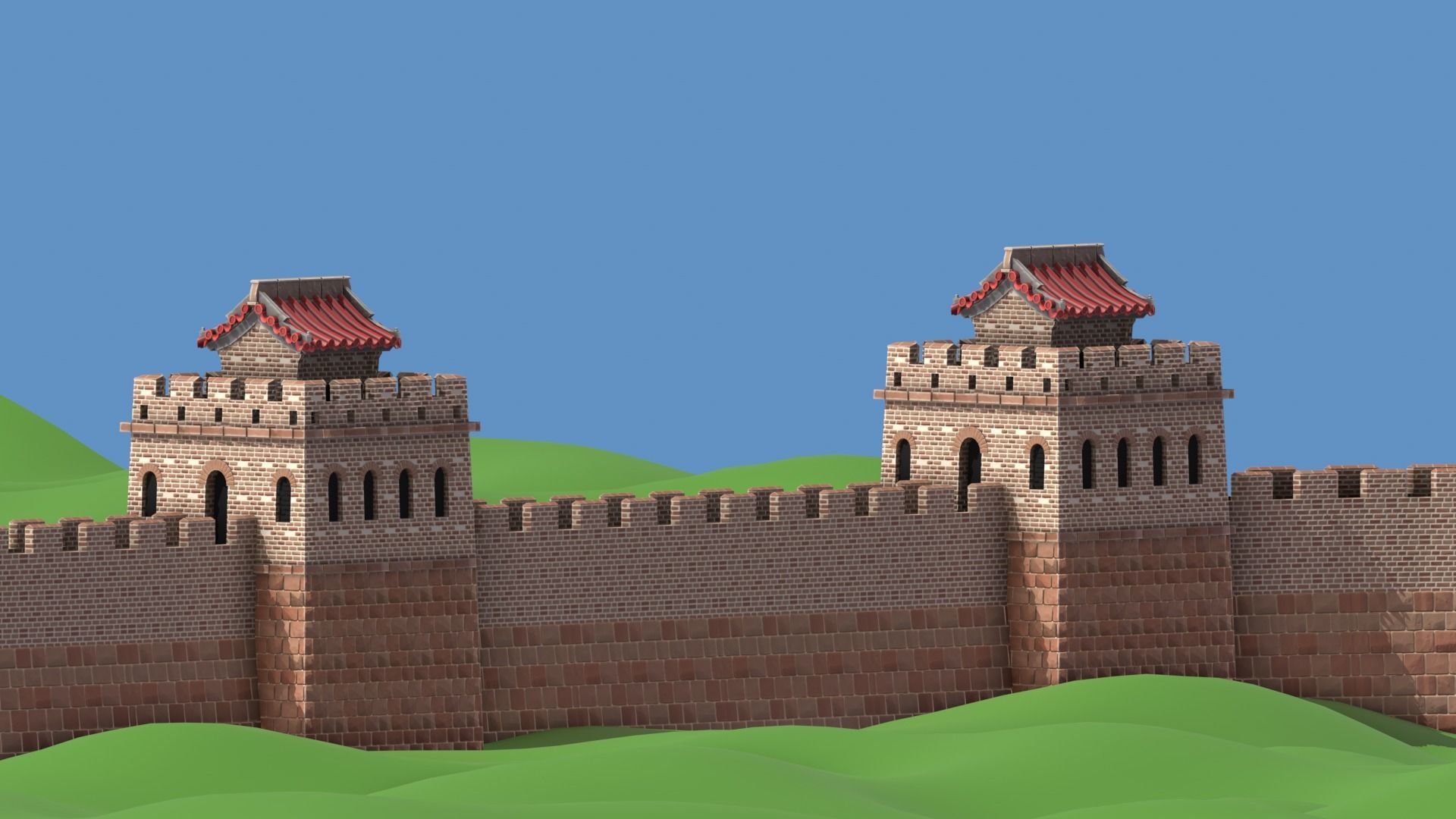 Great Wall Of China Low Poly Low-poly 3D model_2