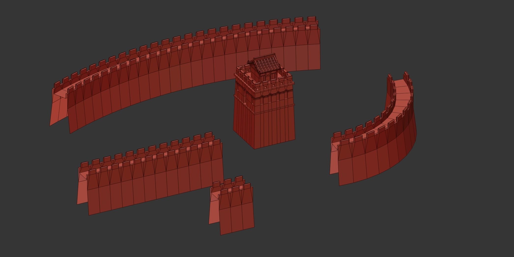 Great Wall Of China Low Poly Low-poly 3D model_5