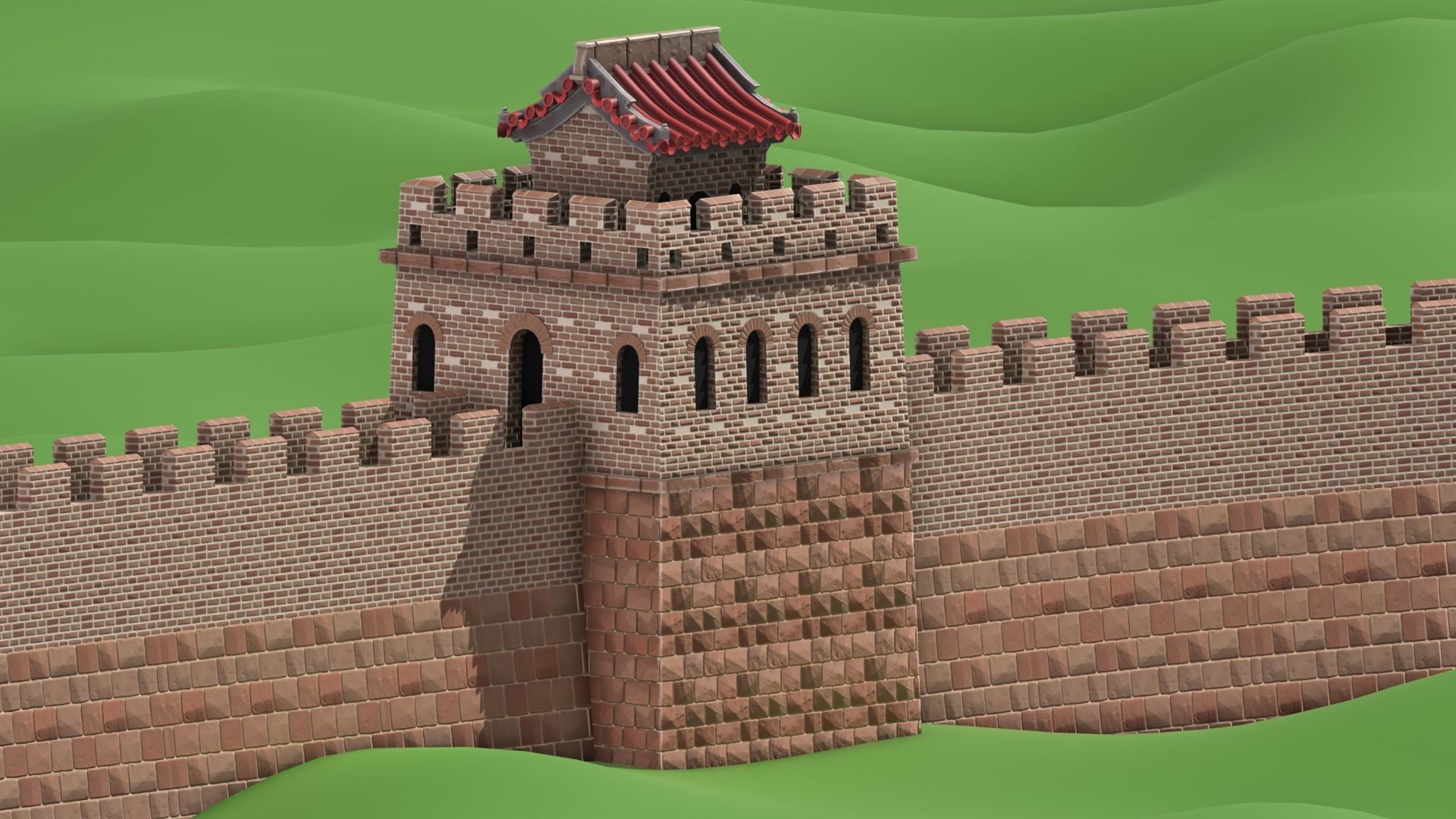 Great Wall Of China Low Poly Low-poly 3D model_1