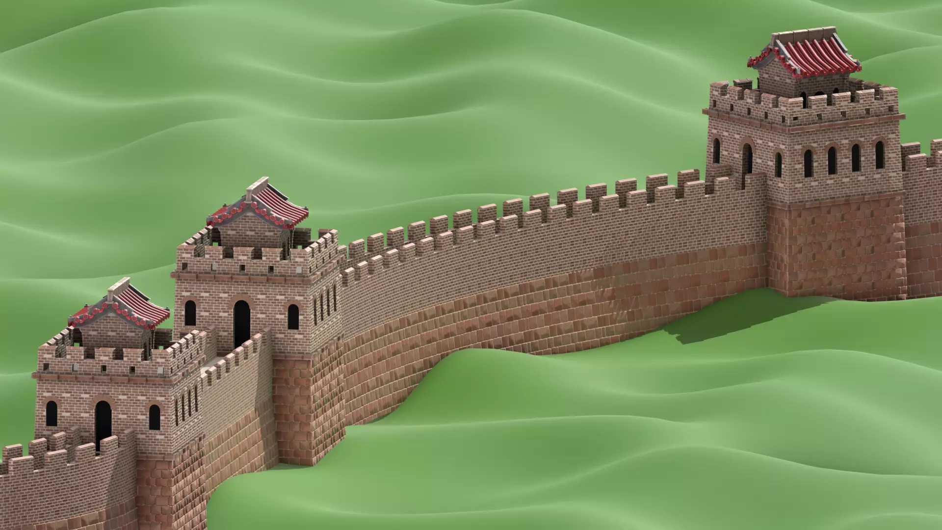 Great Wall Of China Low Poly Low-poly 3D model_0