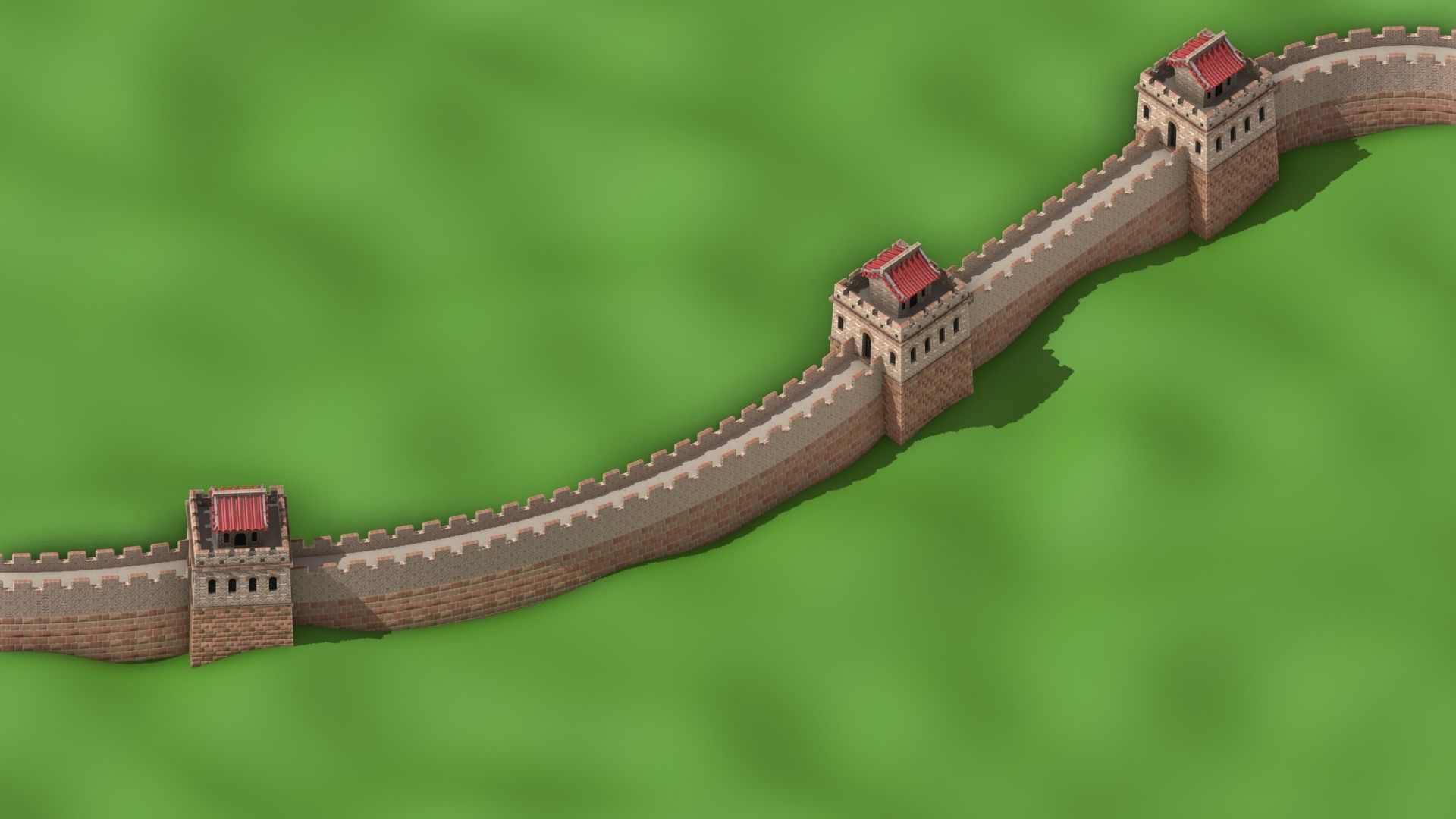 Great Wall Of China Low Poly Low-poly 3D model_3