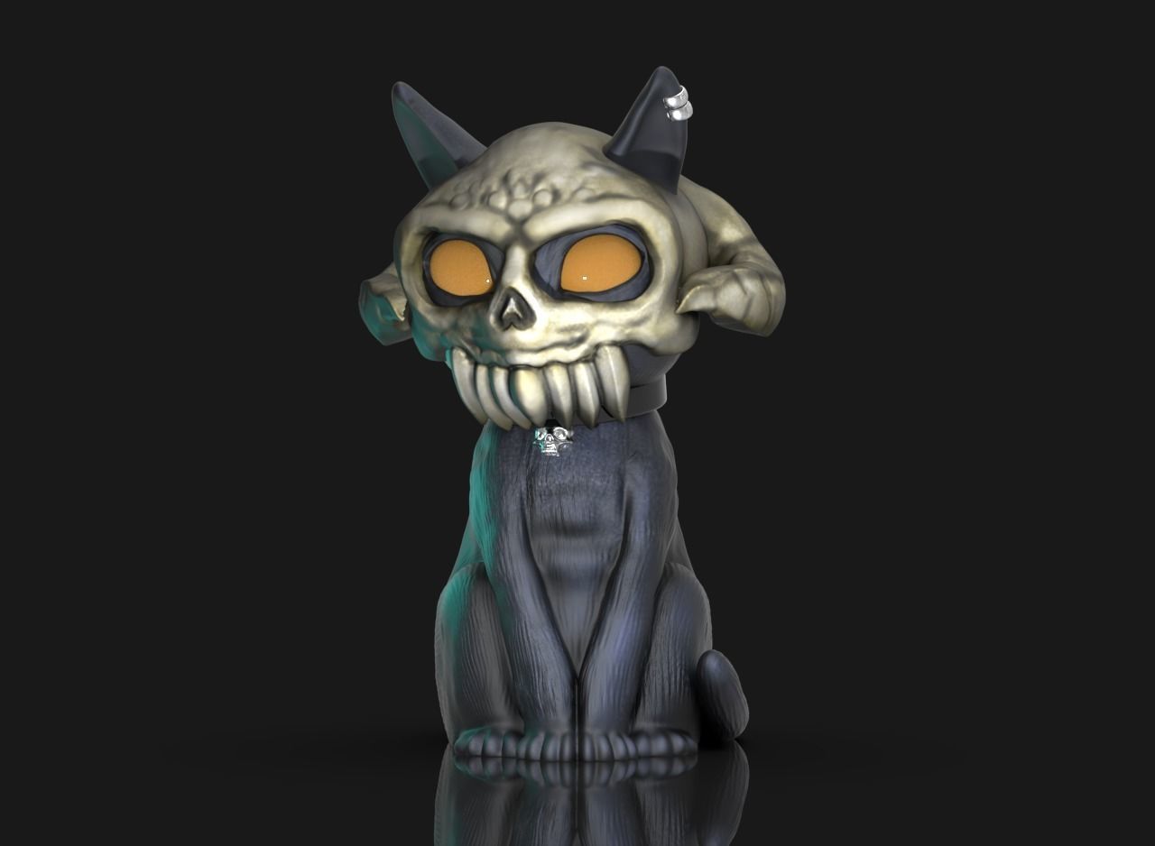 skull cat 3D print model_1