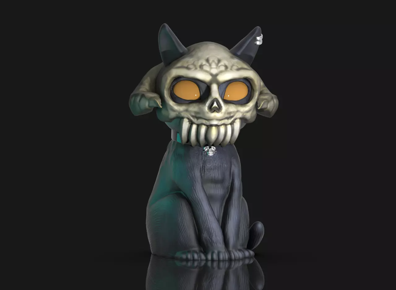skull cat 3D print model_0