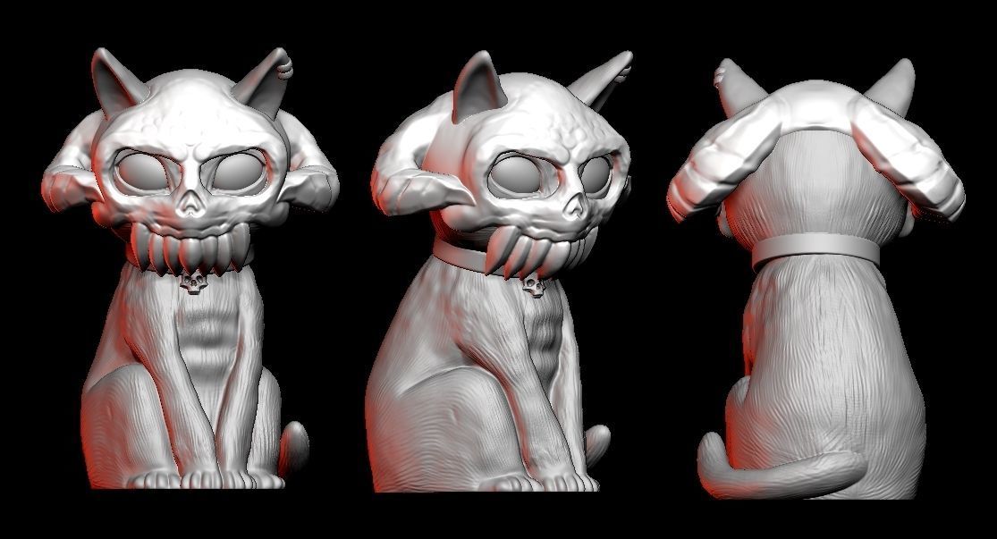 skull cat 3D print model_5