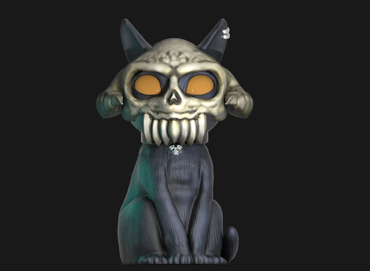 skull cat 3D print model_4
