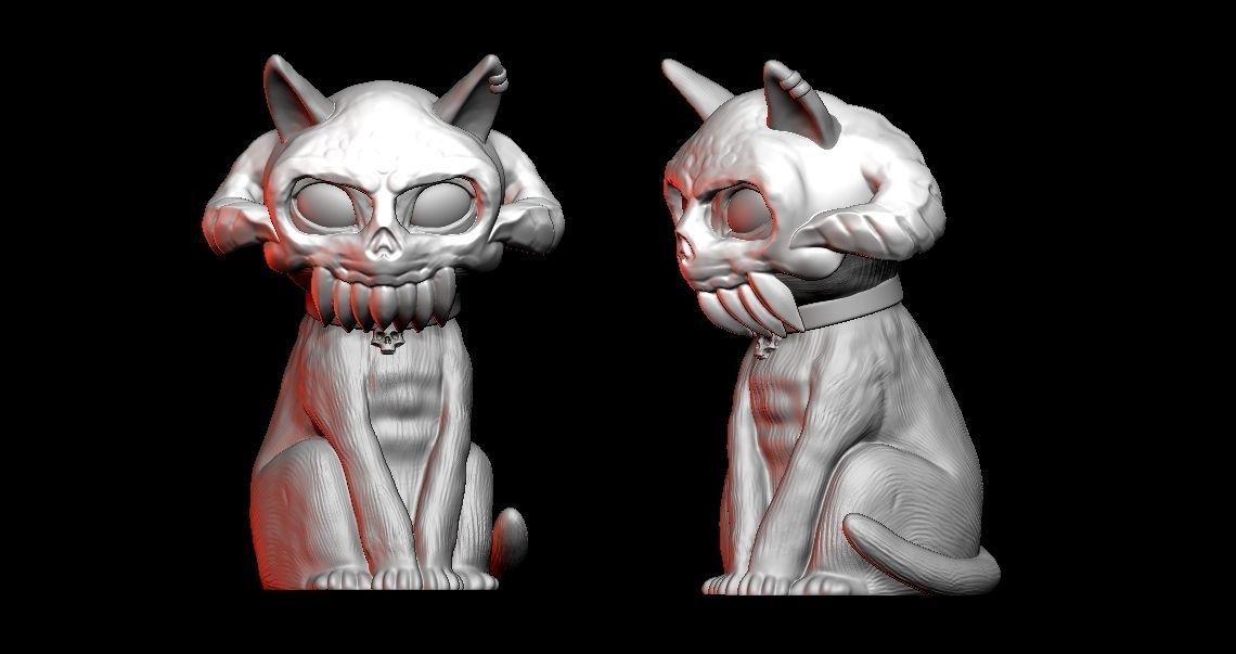 skull cat 3D print model_6