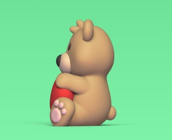 Cute Bear Heart 3D print model_3