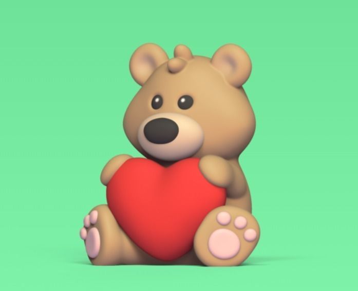 Cute Bear Heart 3D print model_2