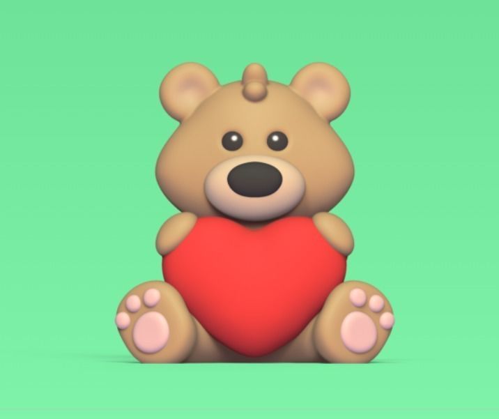 Cute Bear Heart 3D print model_1